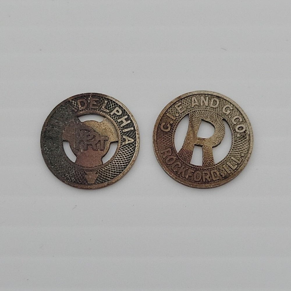 Vintage PRT (Philadelphia Rapid‎ Transit) & Rockford IL Token Good For One Fair